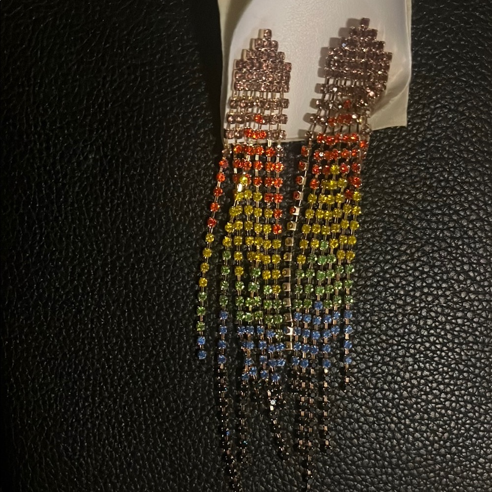 Colorful Rhinestone Dangle Earrings